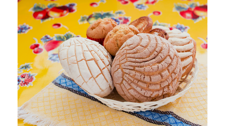 Mexican Sweet bread assorted in Mexico, traditional breakfast bakery