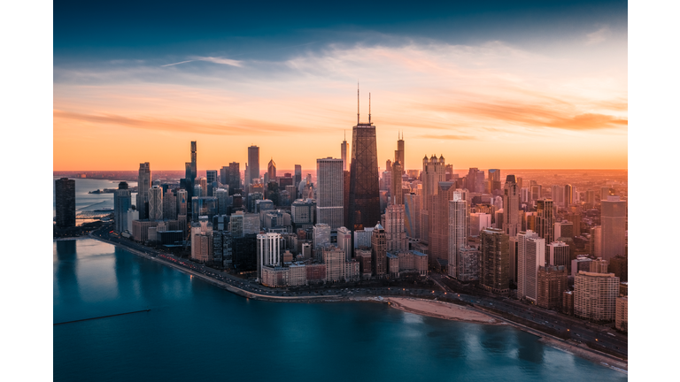 Dramatic Sunset - Downtown Chicago