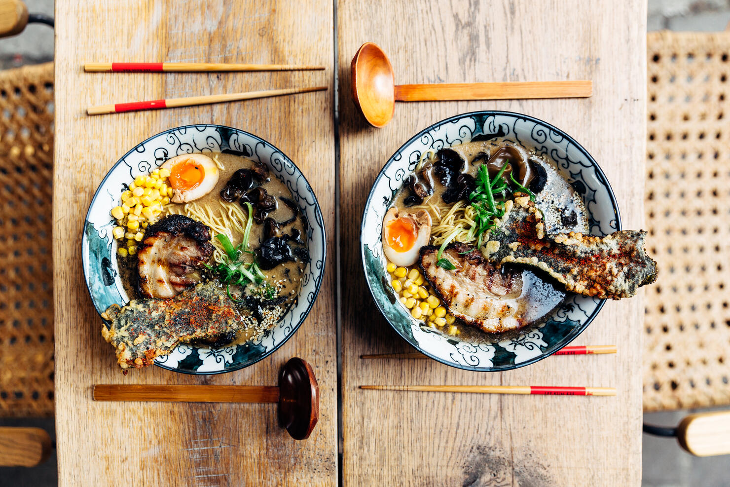 Japanese ramen soup with pork belly served in a restaurant