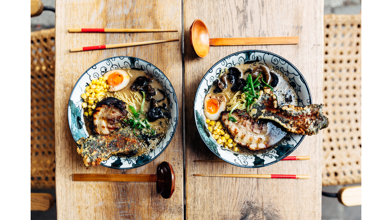 Japanese ramen soup with pork belly served in a restaurant