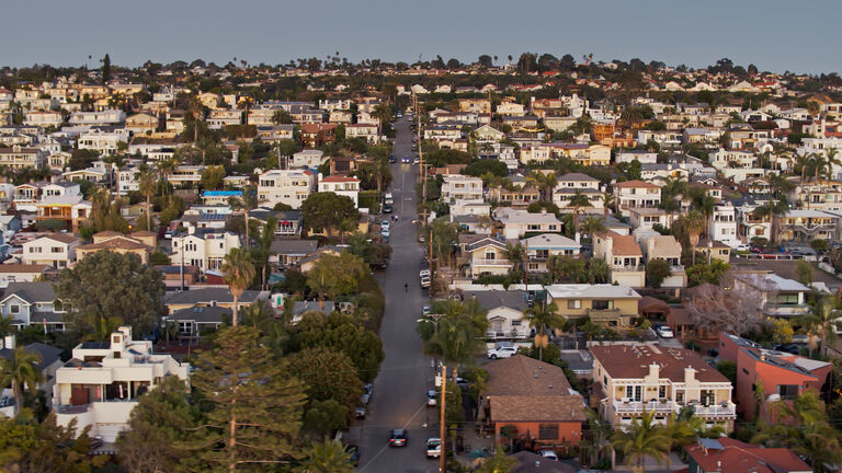 Drone Shot of Residential Streets in Cardiff-by-the-Sea