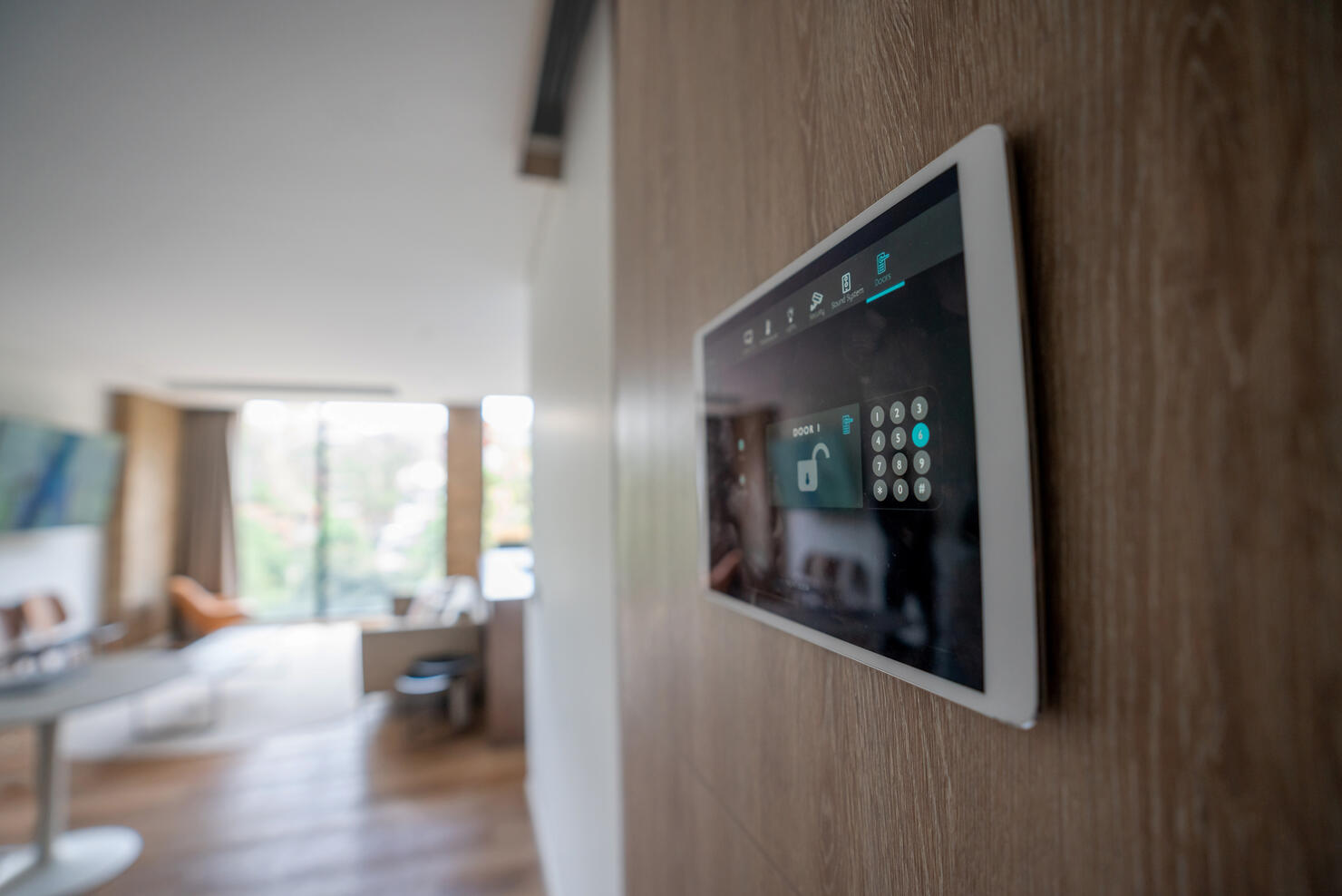 Close-up on an automated security system at a house