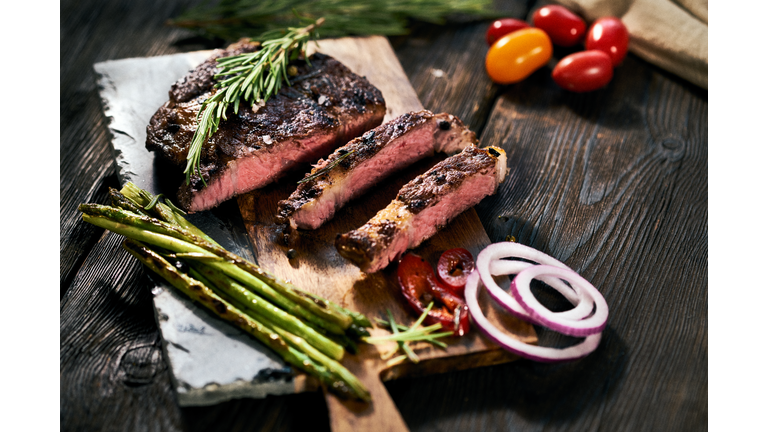 Delicious sliced steak