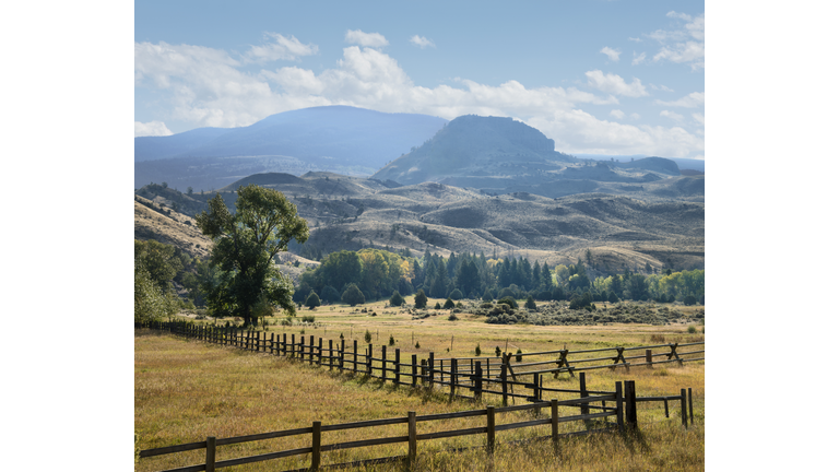 Western Ranch, Fences and Mountains