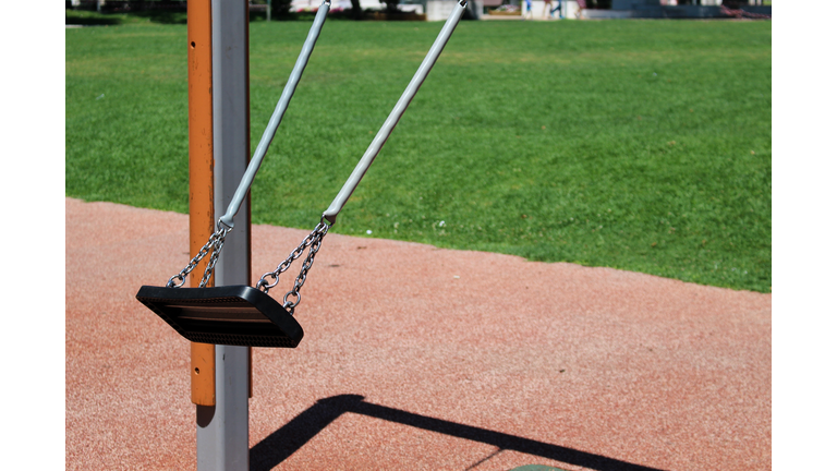 High Angle View Of Empty Swing At Playground