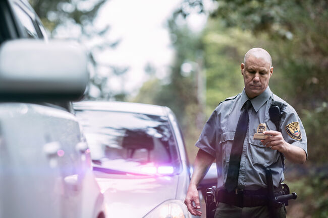 Police Officer Making Traffic Stop