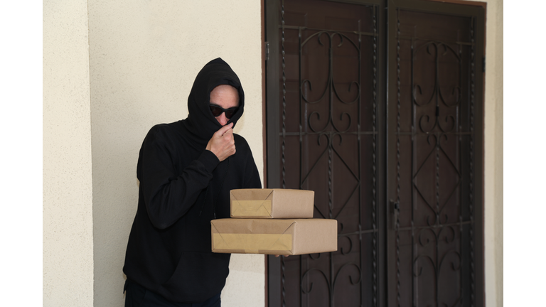 Porch Pirate Steals Packages Hides Face MS