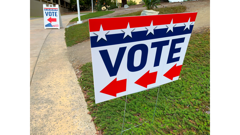 “Vote” directional sign