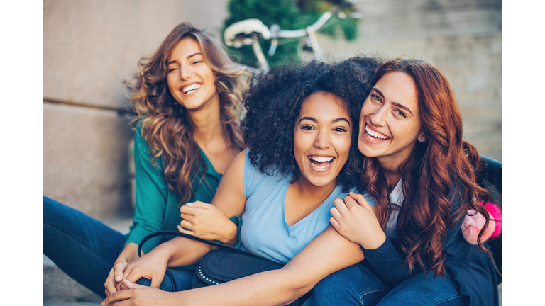 Multi-ethnic group of girls laughing