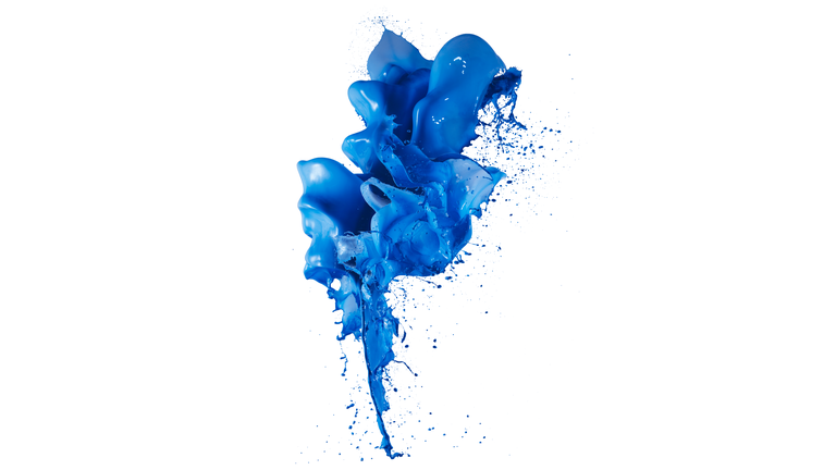 Blue color paint splash white background