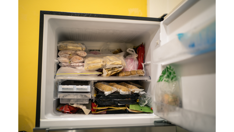 Freezer full of frozen food