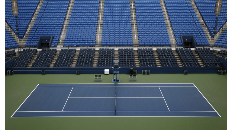 Empty tennis stadium with seats