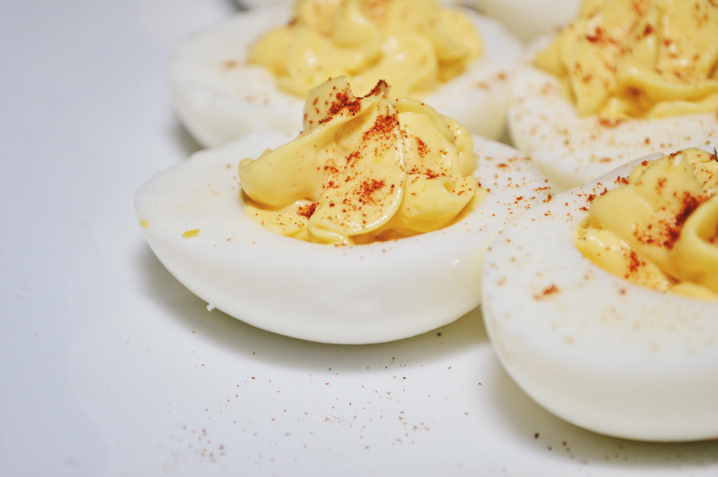 Close-Up Of Deviled Eggs In Plate