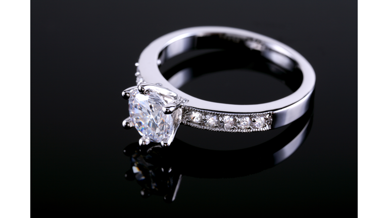 Diamond ring on a reflective surface