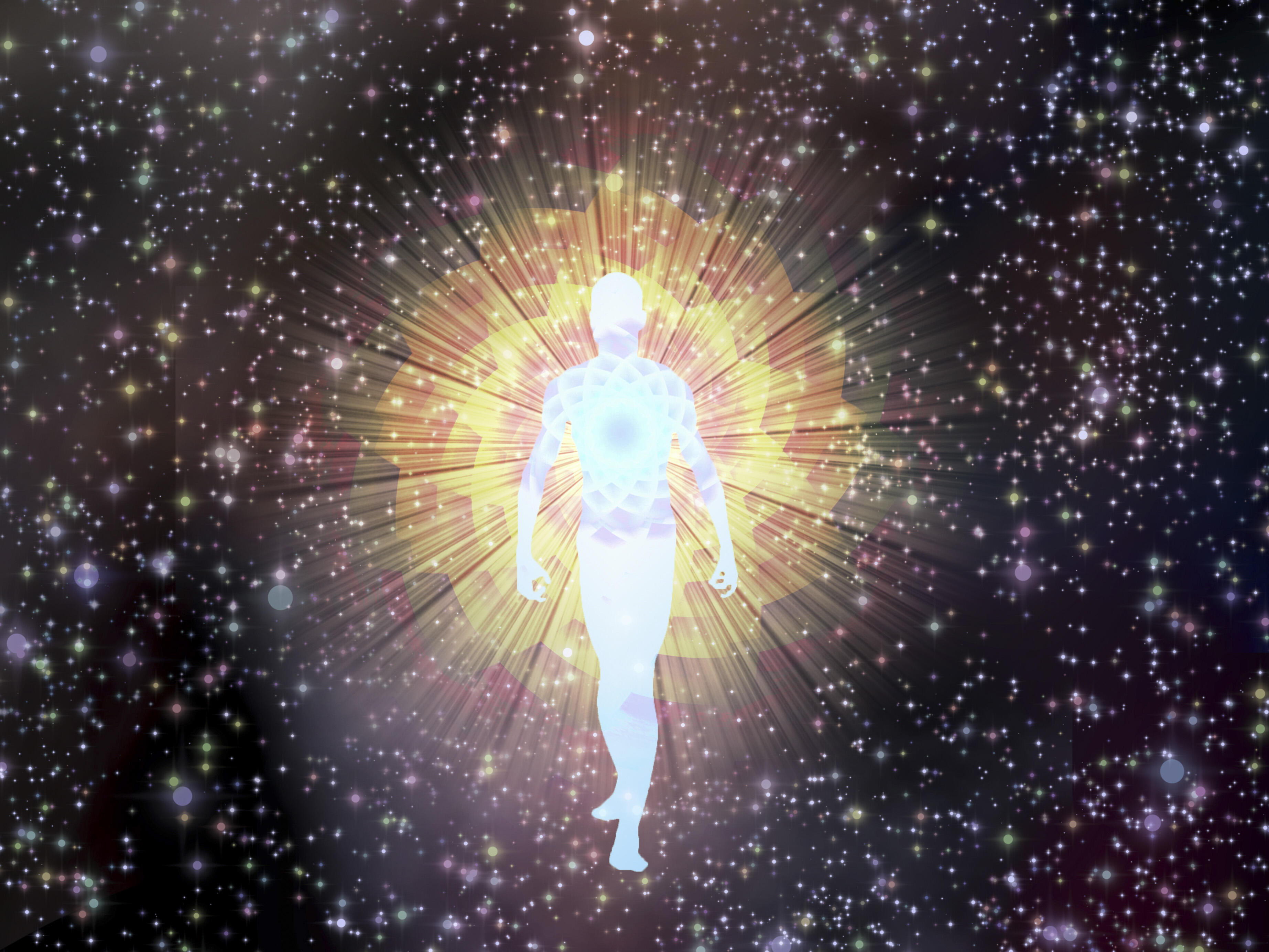 Рост сознания человека. Божественный свет в человеке. Человек светится энергией. Световое тело человека. Божественная Вселенная.
