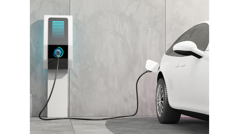 Electric car charging, illustration