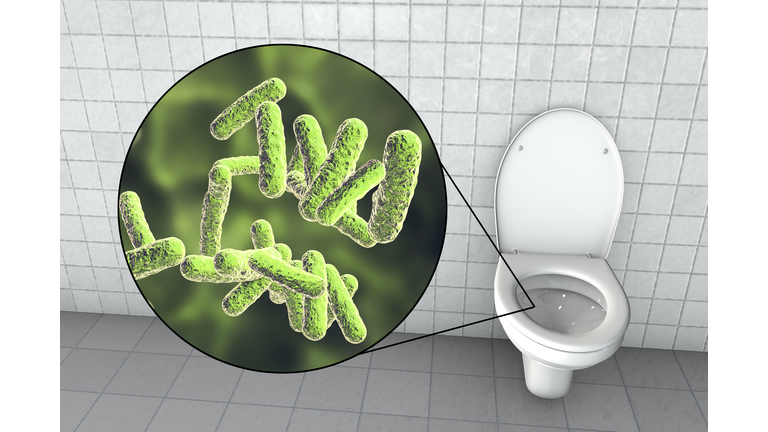 Toilet microbes, conceptual illustration