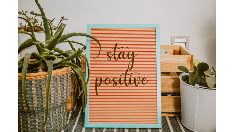 stay positive  text in banner