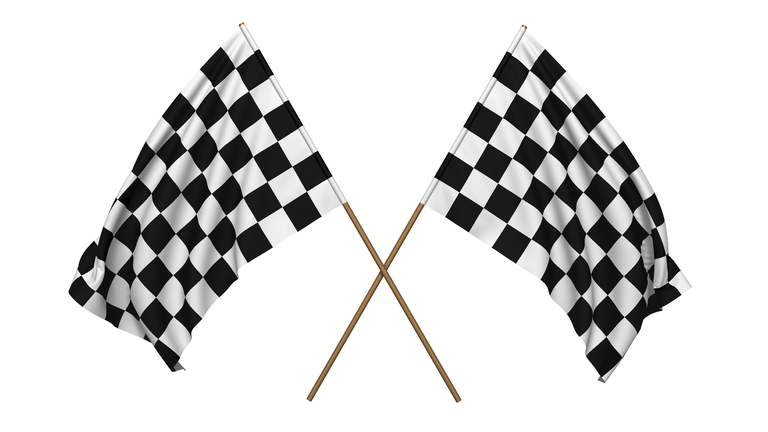 A pair of checkered flags that could be used for racing