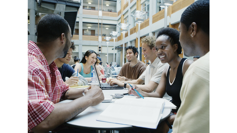 College students studying together