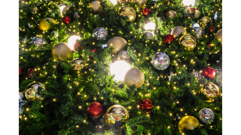 Full frame shot of decorated christmas tree