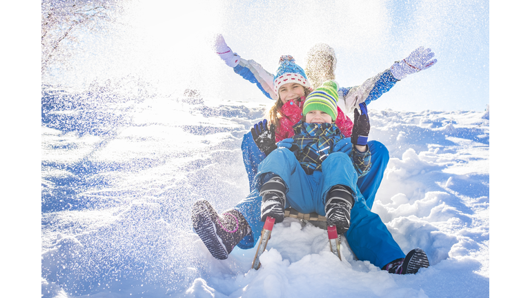 Family having fun in winter