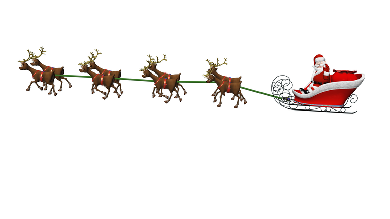 Santa And Reindeer On White