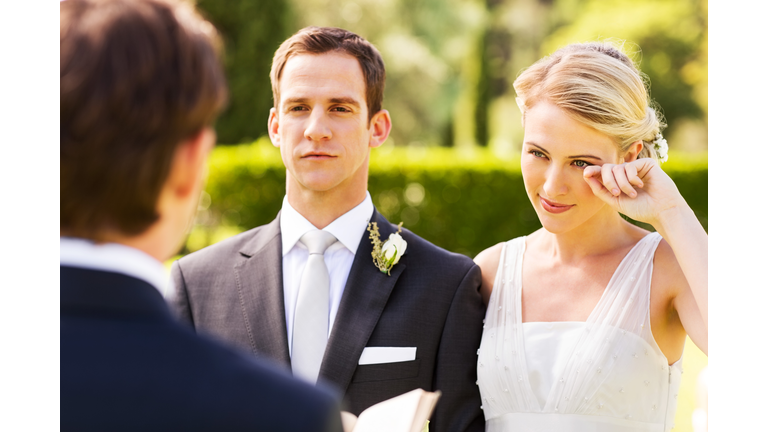 Beautiful Bride Crying During Wedding Ceremony