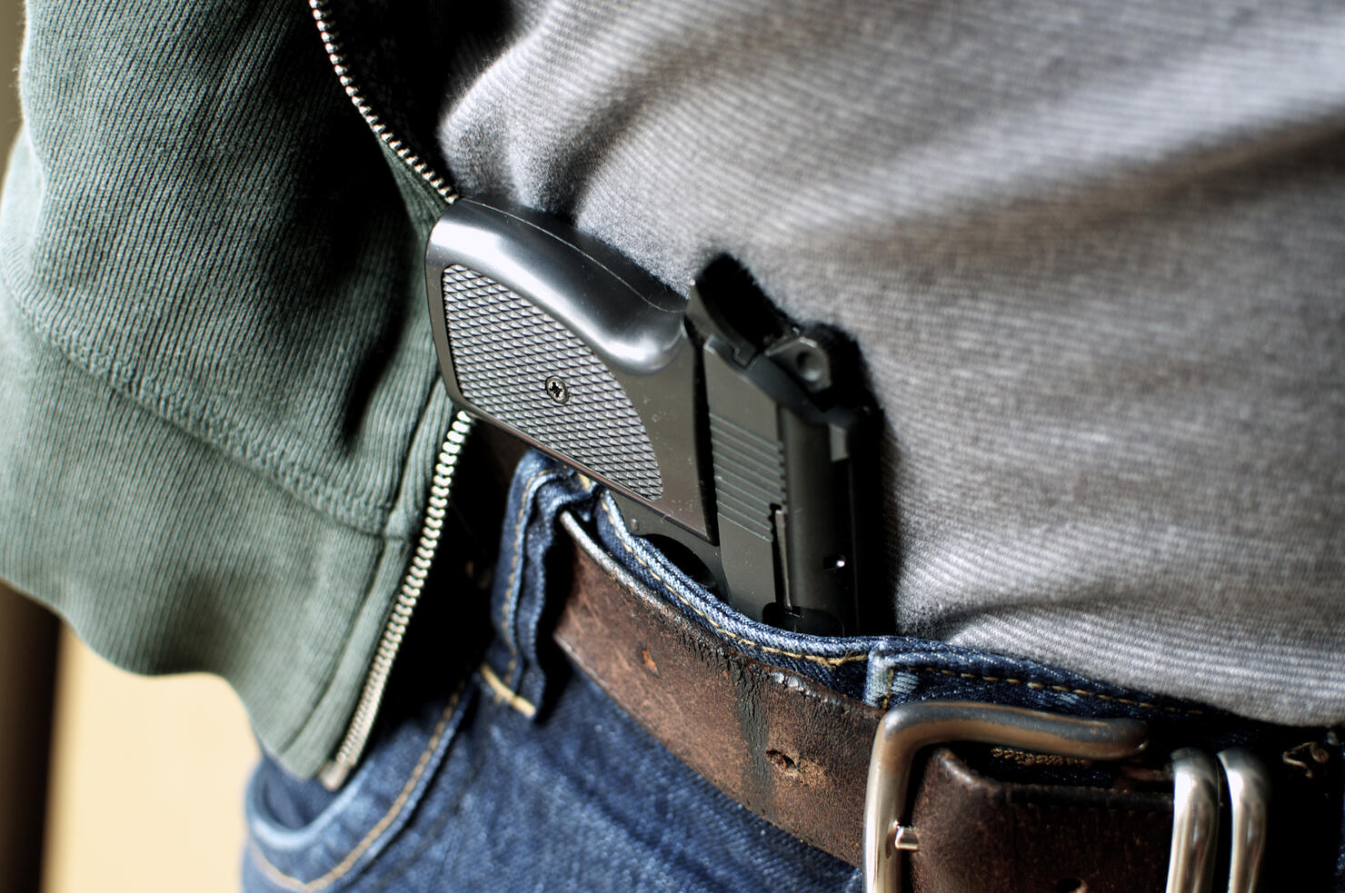 Pistol hidden in belt