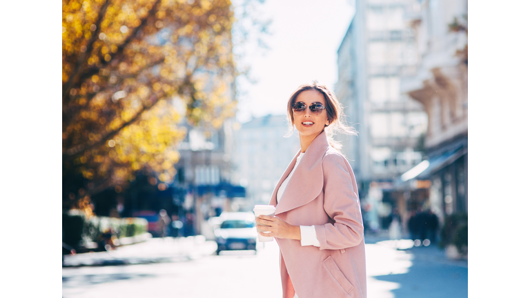 Beautiful elegant woman outdoors