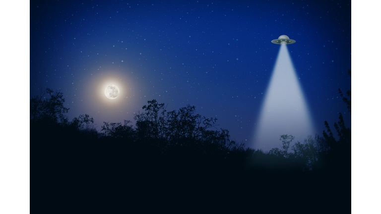 UFO With Full Moon