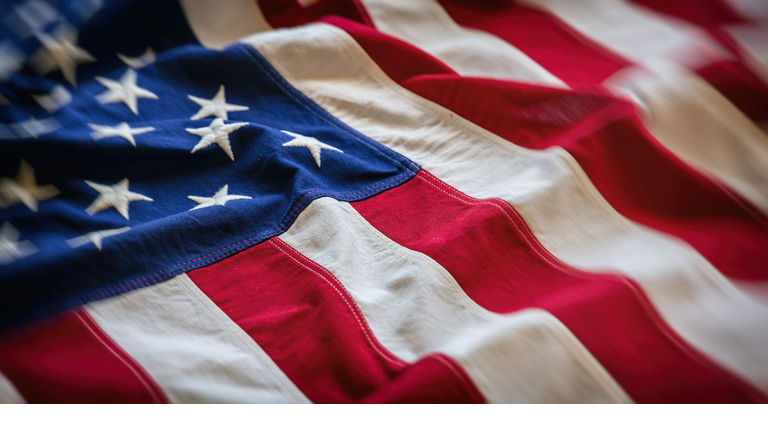 USA flag, US of America sign symbol background, closeup view