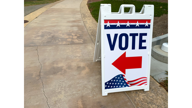 “VOTE” directional sign