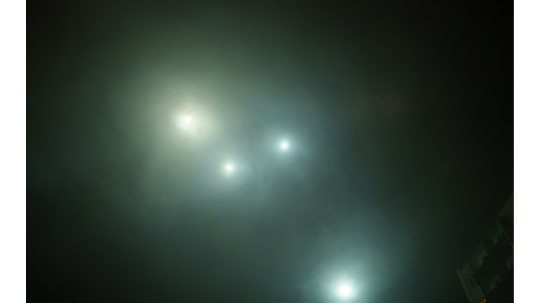 Undefined flying objects in the sky. UFO.
