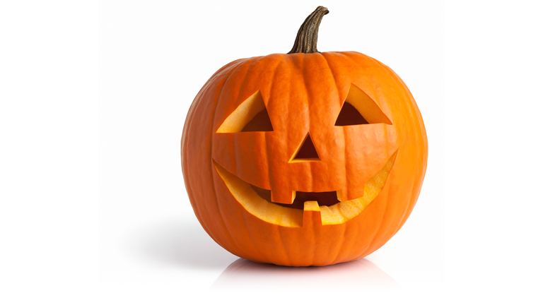 Freshly Carved Jack-o-Lantern Pumpkin Isolated on White