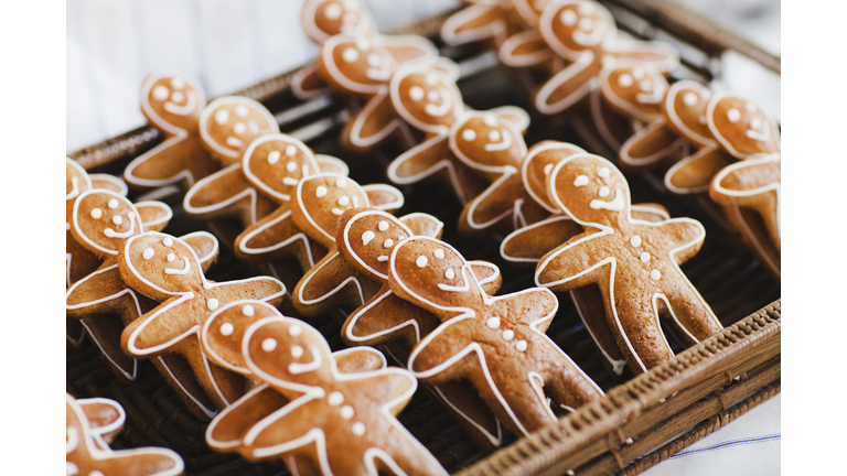 Close up of gingerbread men cookies
