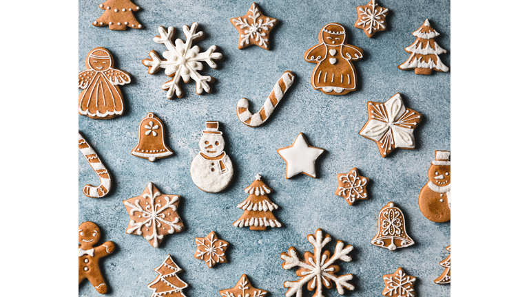 Christmas cookies flat lay