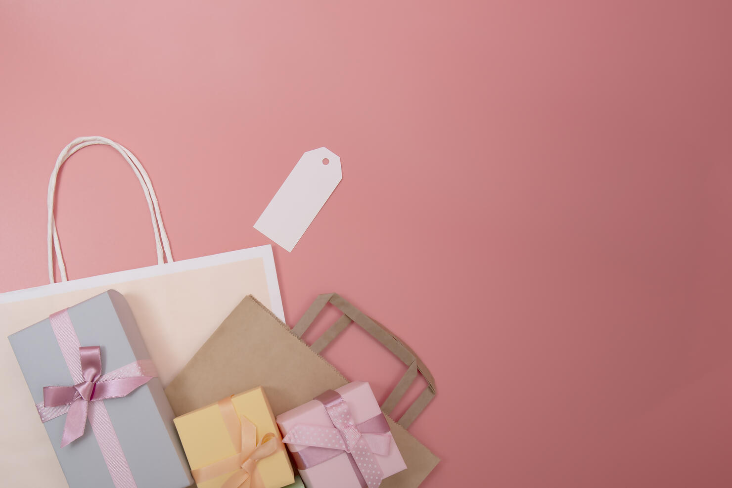Black friday Pink Paper Bag with Gift Box and Tag