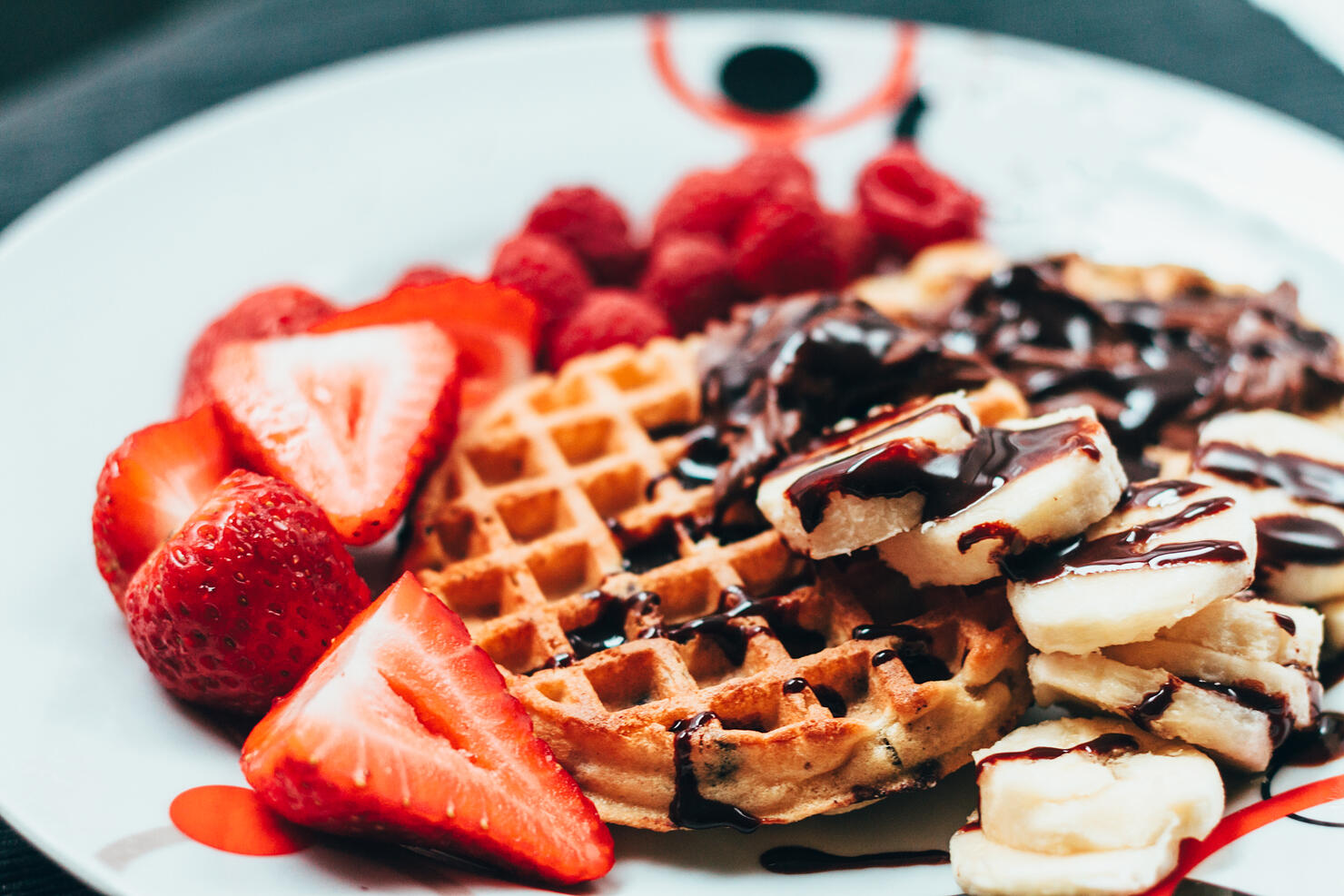 Traditional waffles and strawberries