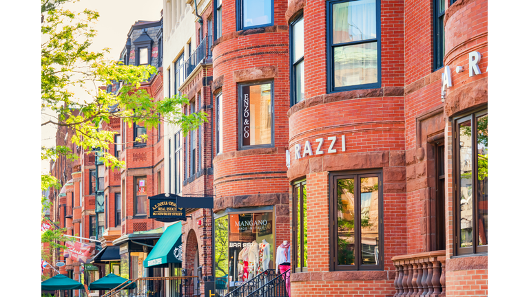 Newbury Street Shopping District in Boston Massachusetts USA