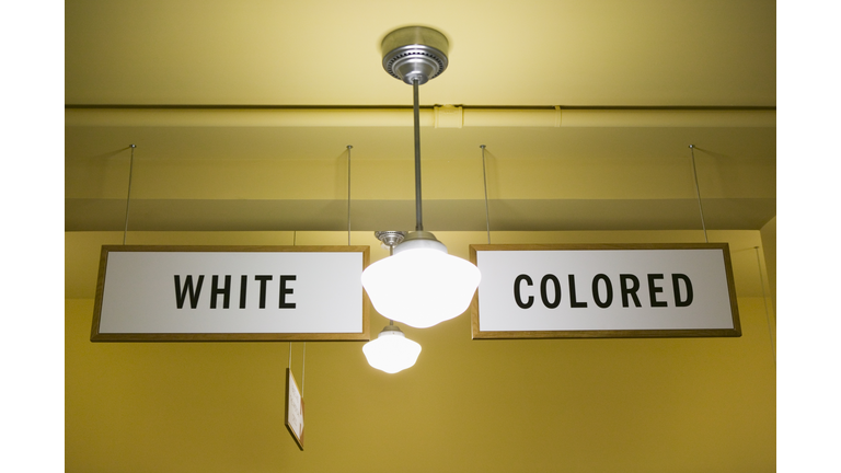USA, Kansas, Topeka, White and Colored segregation signs