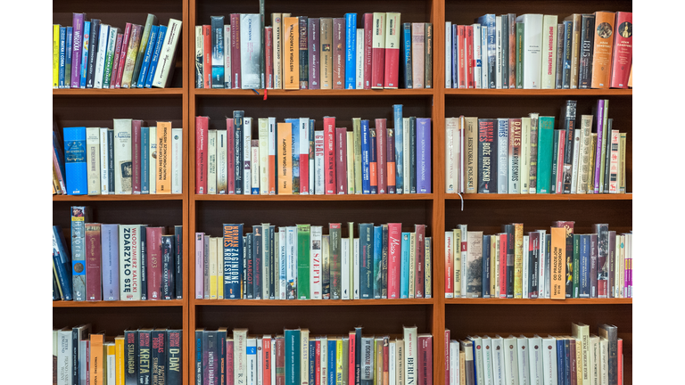 Bookshelf in public library