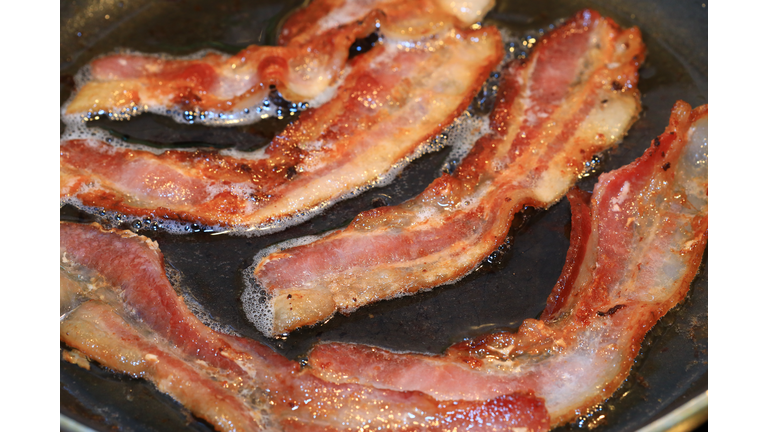 Sizzling Bacon in the frying pan