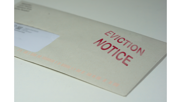 Envelop for an eviction notice to a defaulting renter in due to missed rent in recession