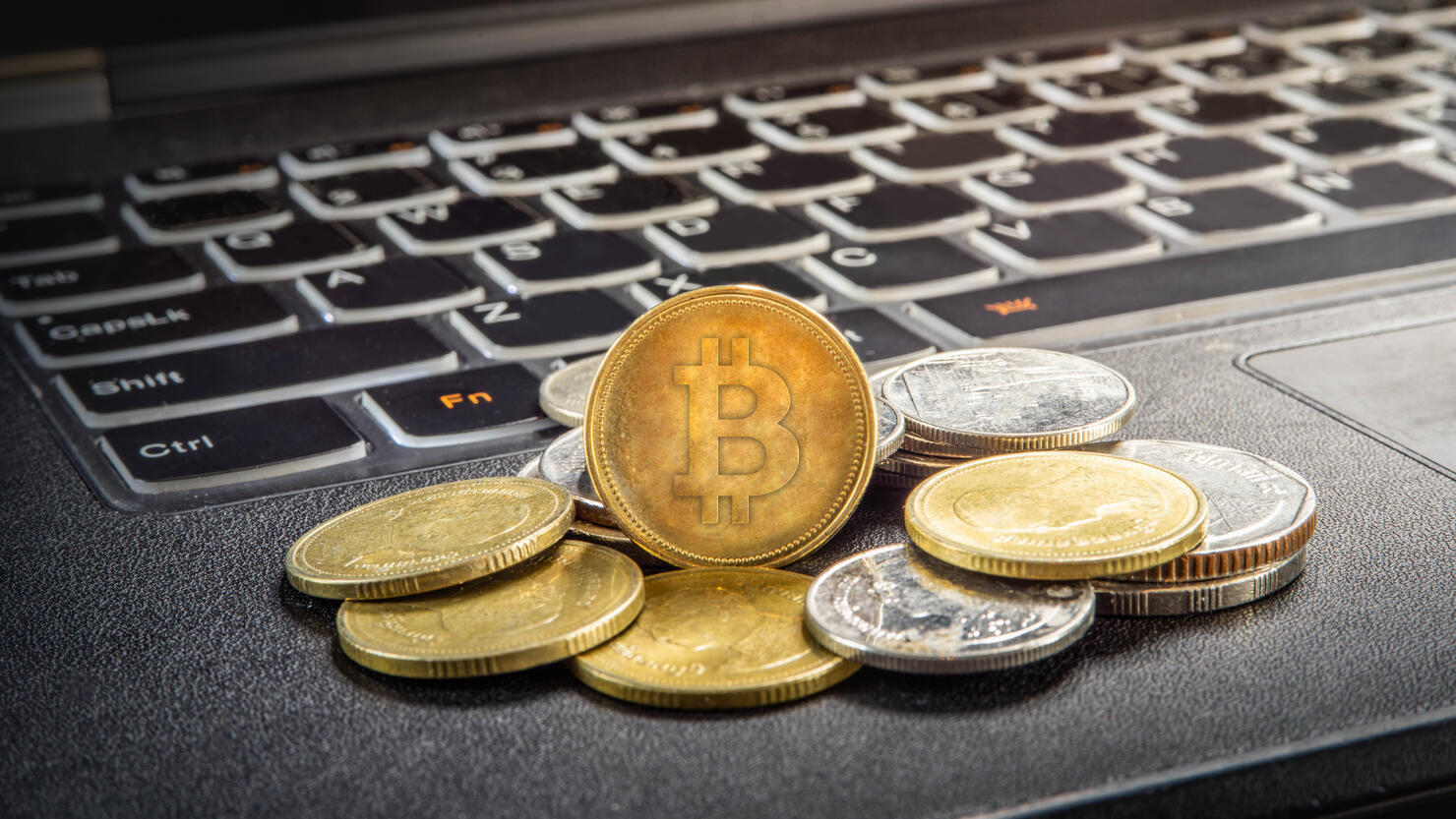 bitcoin and laptop