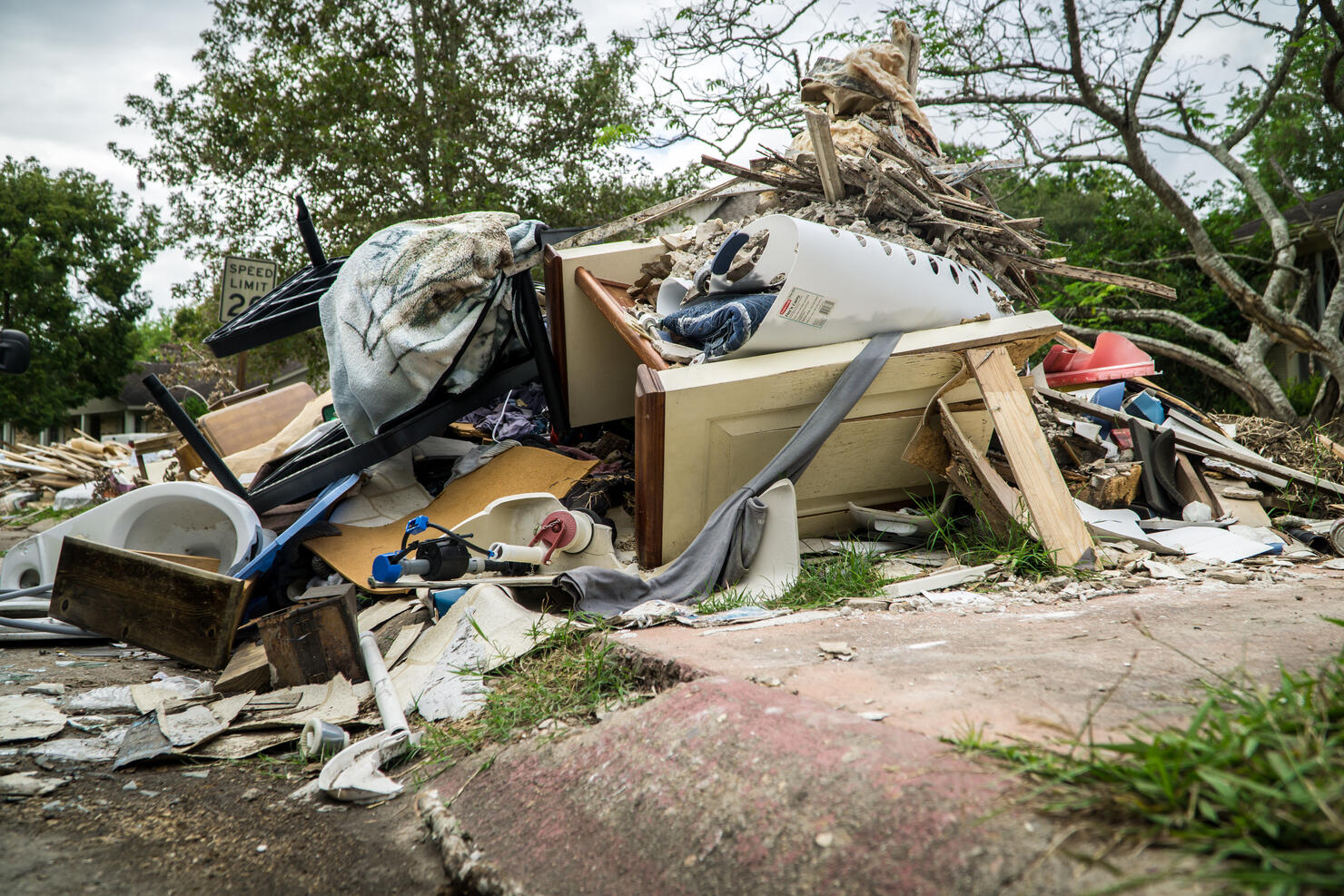 Trash and debris outside of a Houston neighborhood