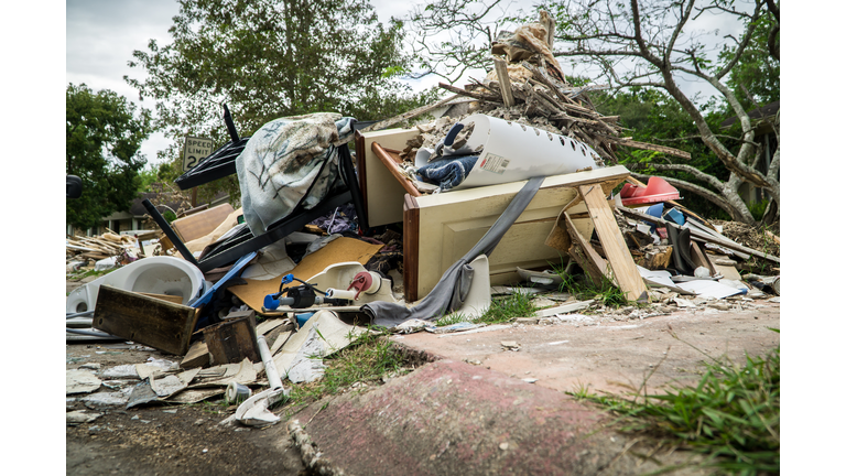 Trash and debris outside of a Houston neighborhood