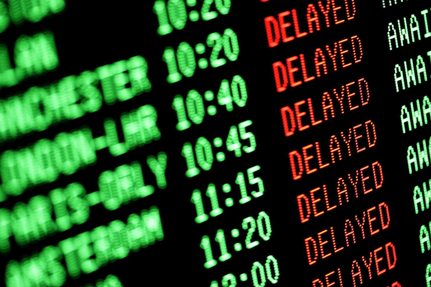 flight delays - delayed departures / arrivals screen