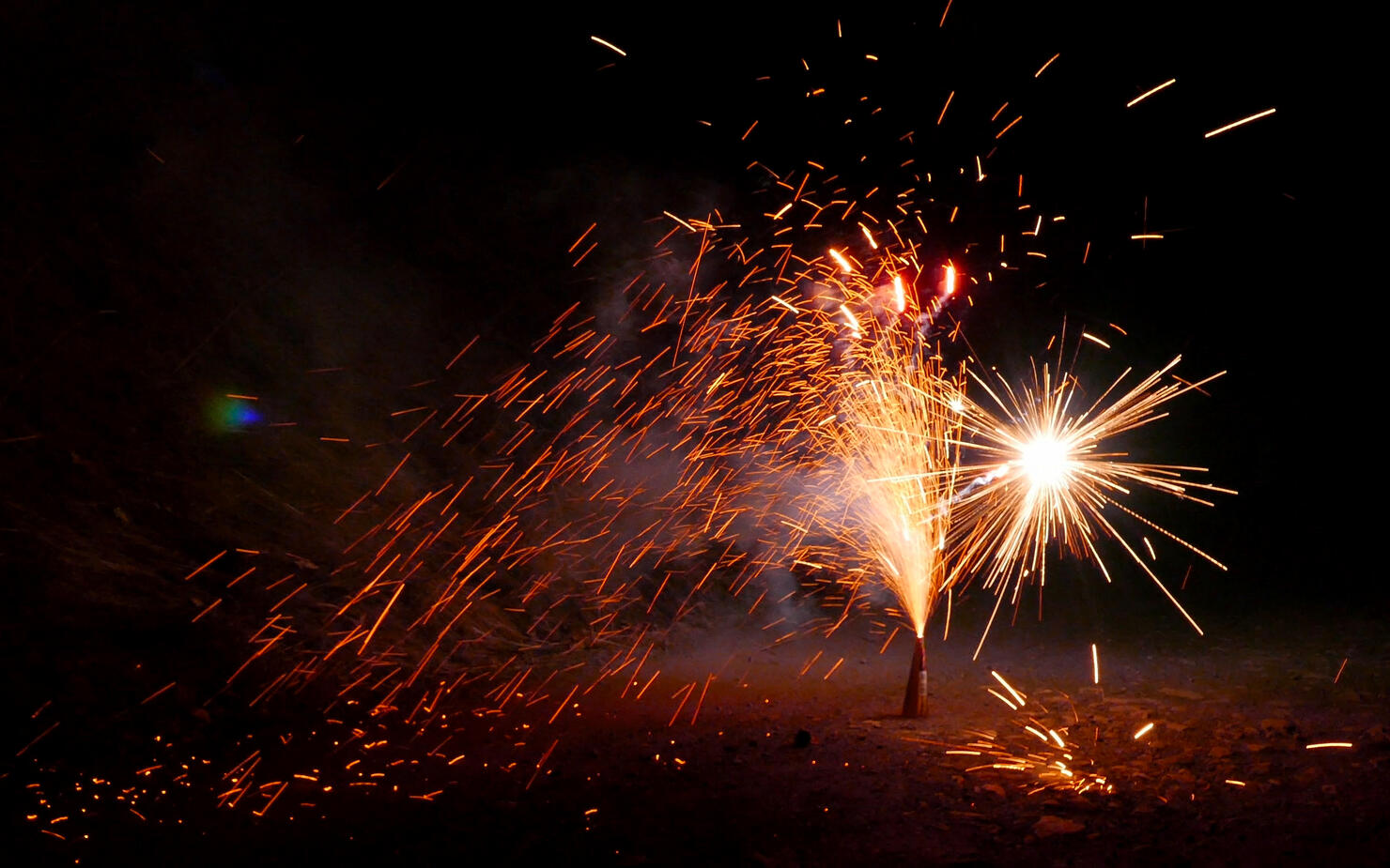 Sparkling pyro fountain firework volcano on new year's eve celebration