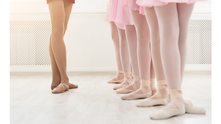 Ballet background, young ballerinas training